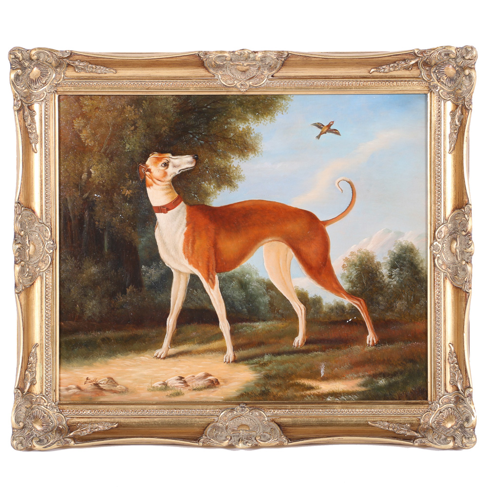 Bill Heindel Signed Greyhound Painting