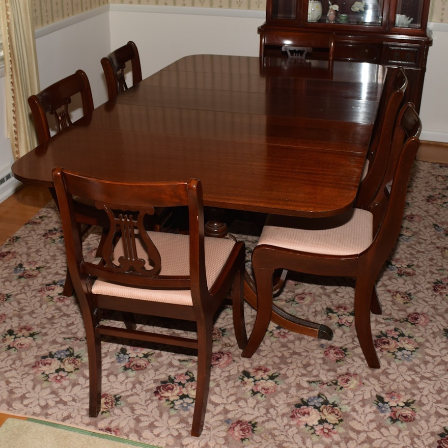 Mahogany Duncan Phyfe Style Dining Table and Chairs