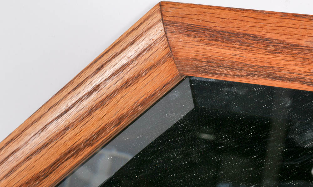 Beveled Wall Mirror in Wood Frame