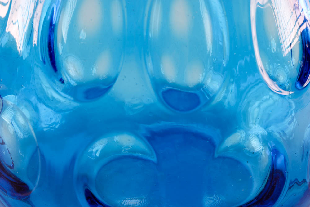 Blue Glass Pitcher and Four Cups