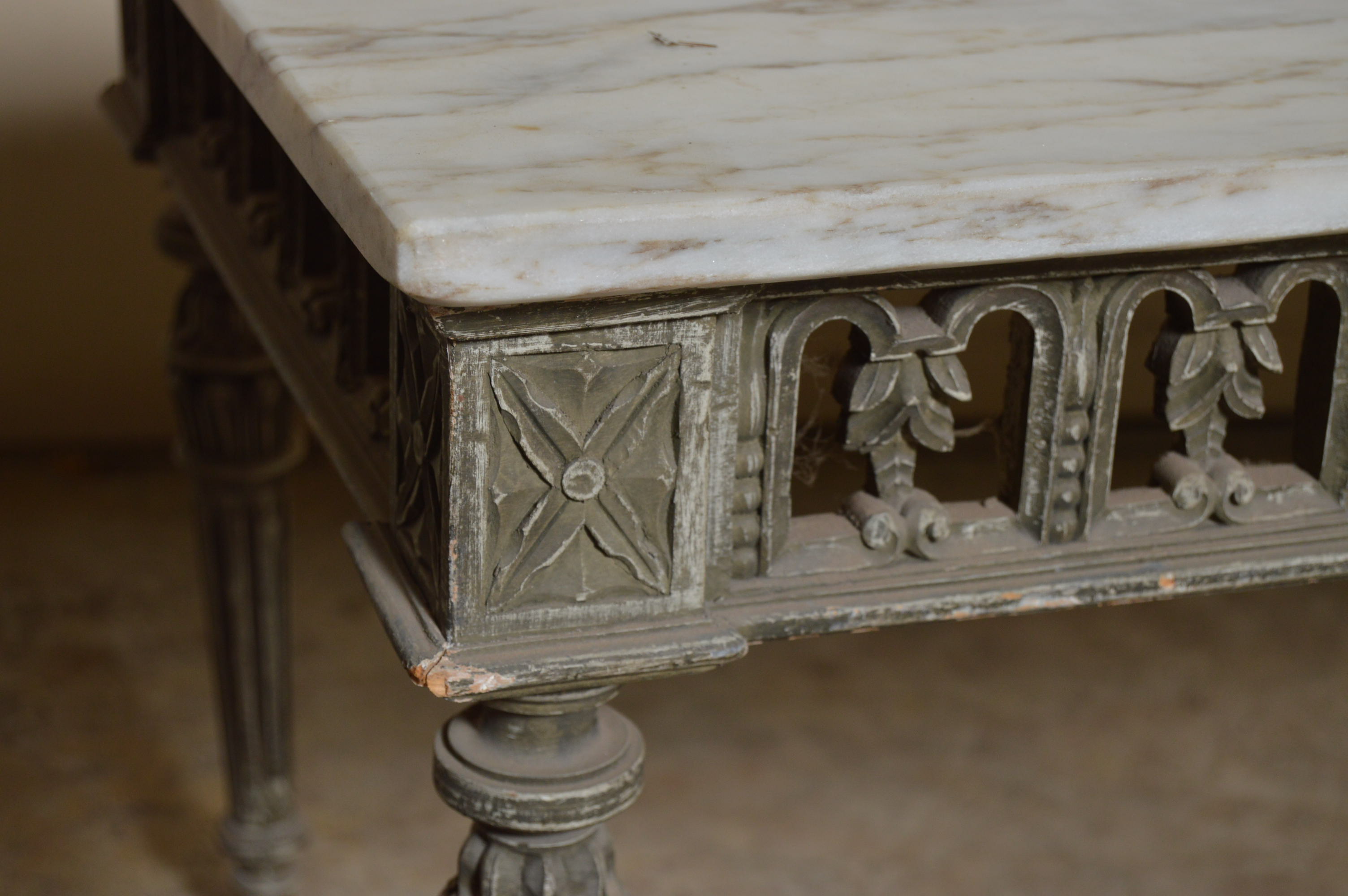 Marble Top Wooden Table