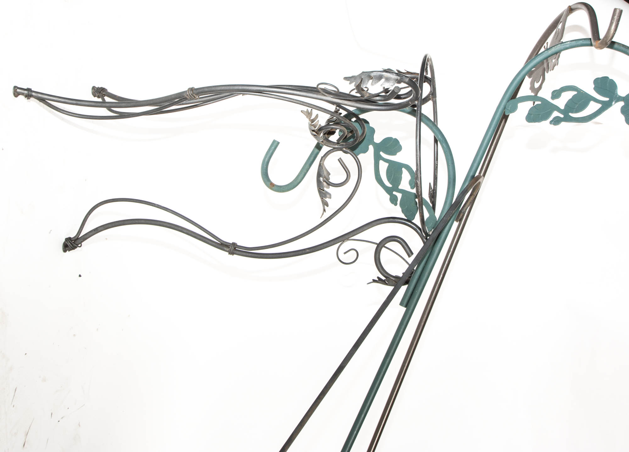 Assortment of Outdoor Planters and Shepherd's Hooks