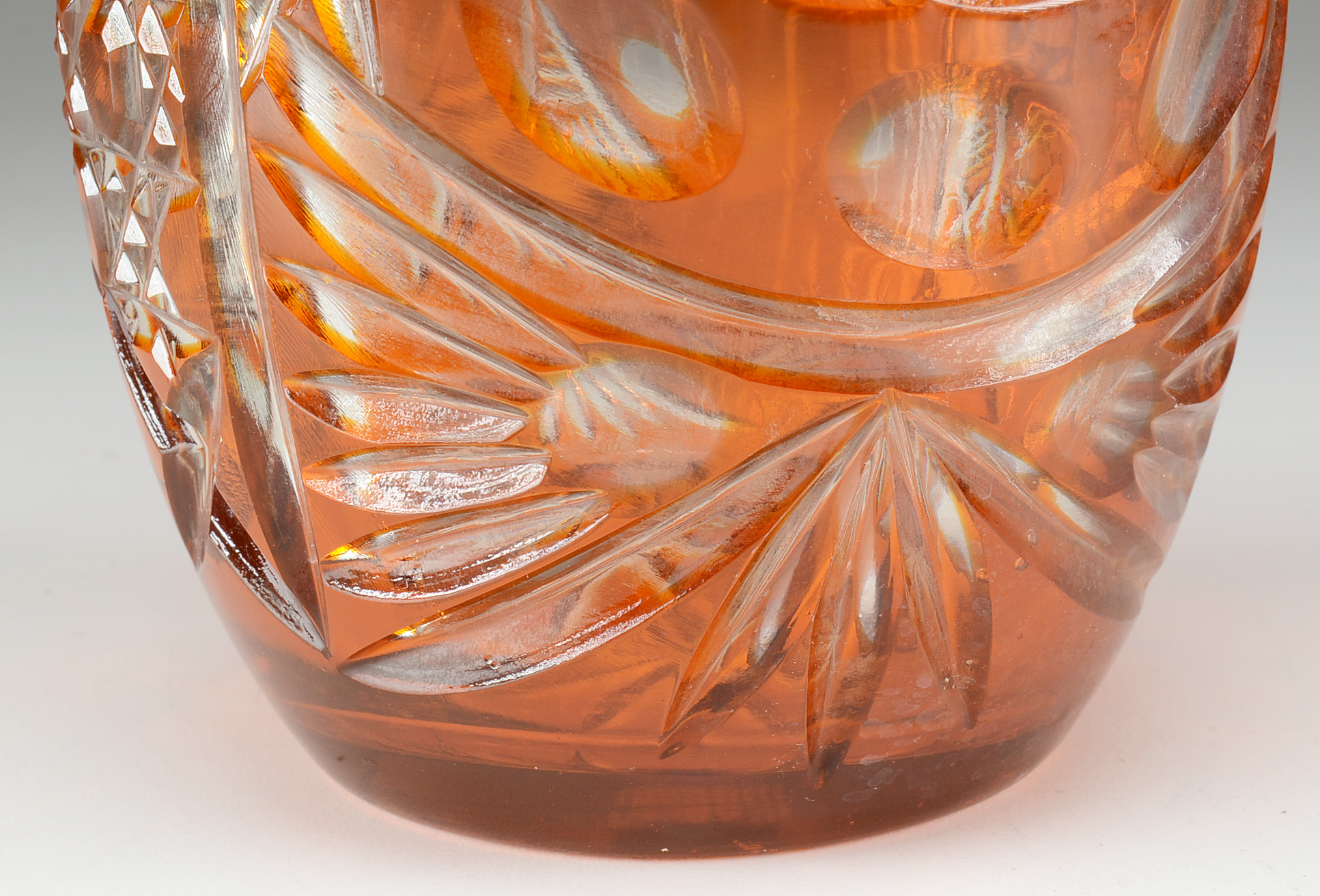 Signed Bohemian Amber Crystal Vase with Pope John Paul II