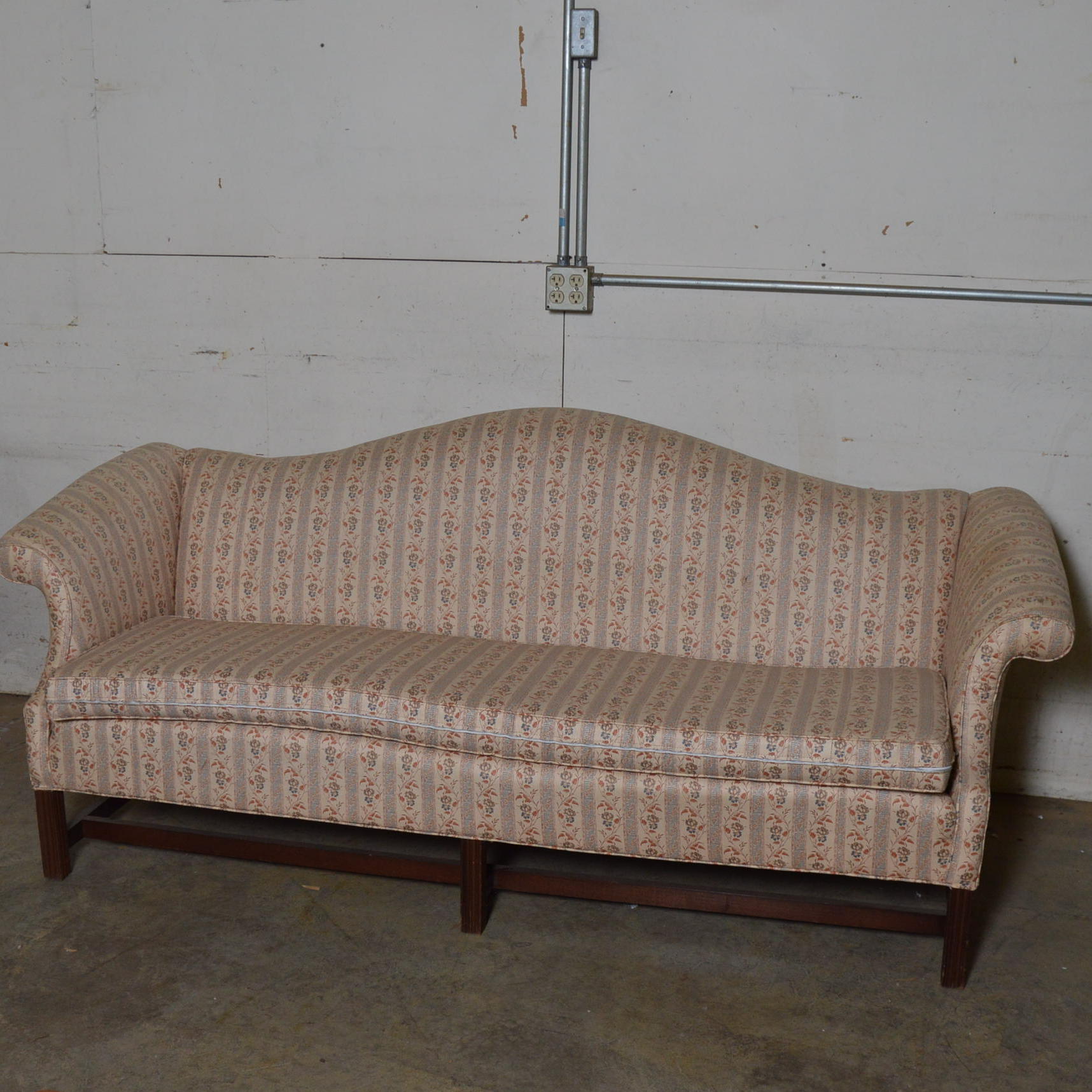 Patterned Camelback Sofa