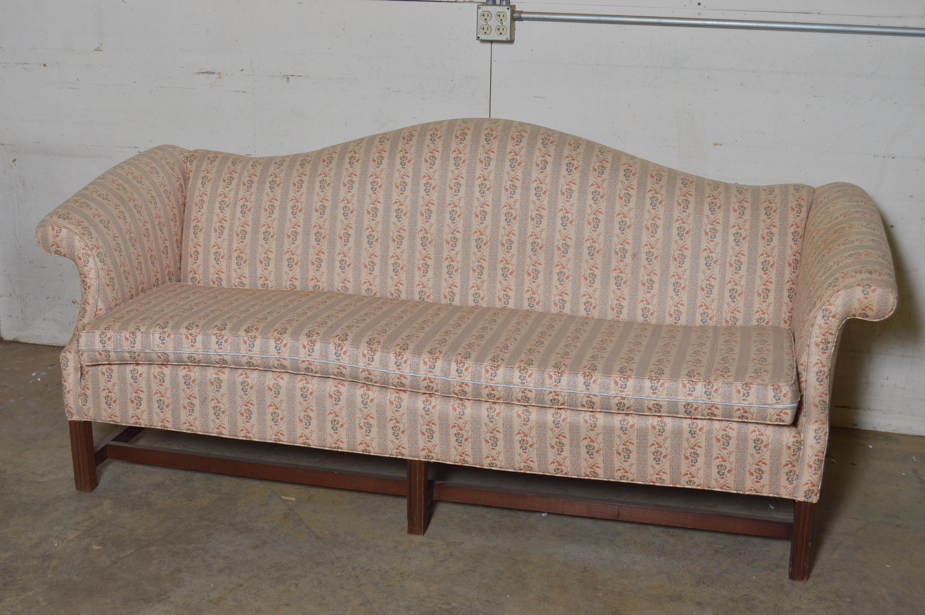 Patterned Camelback Sofa