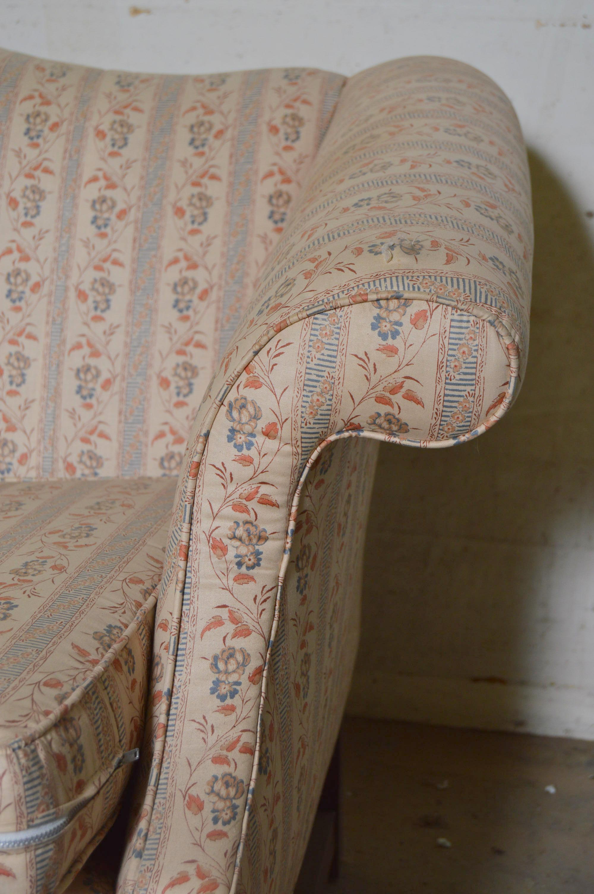 Patterned Camelback Sofa