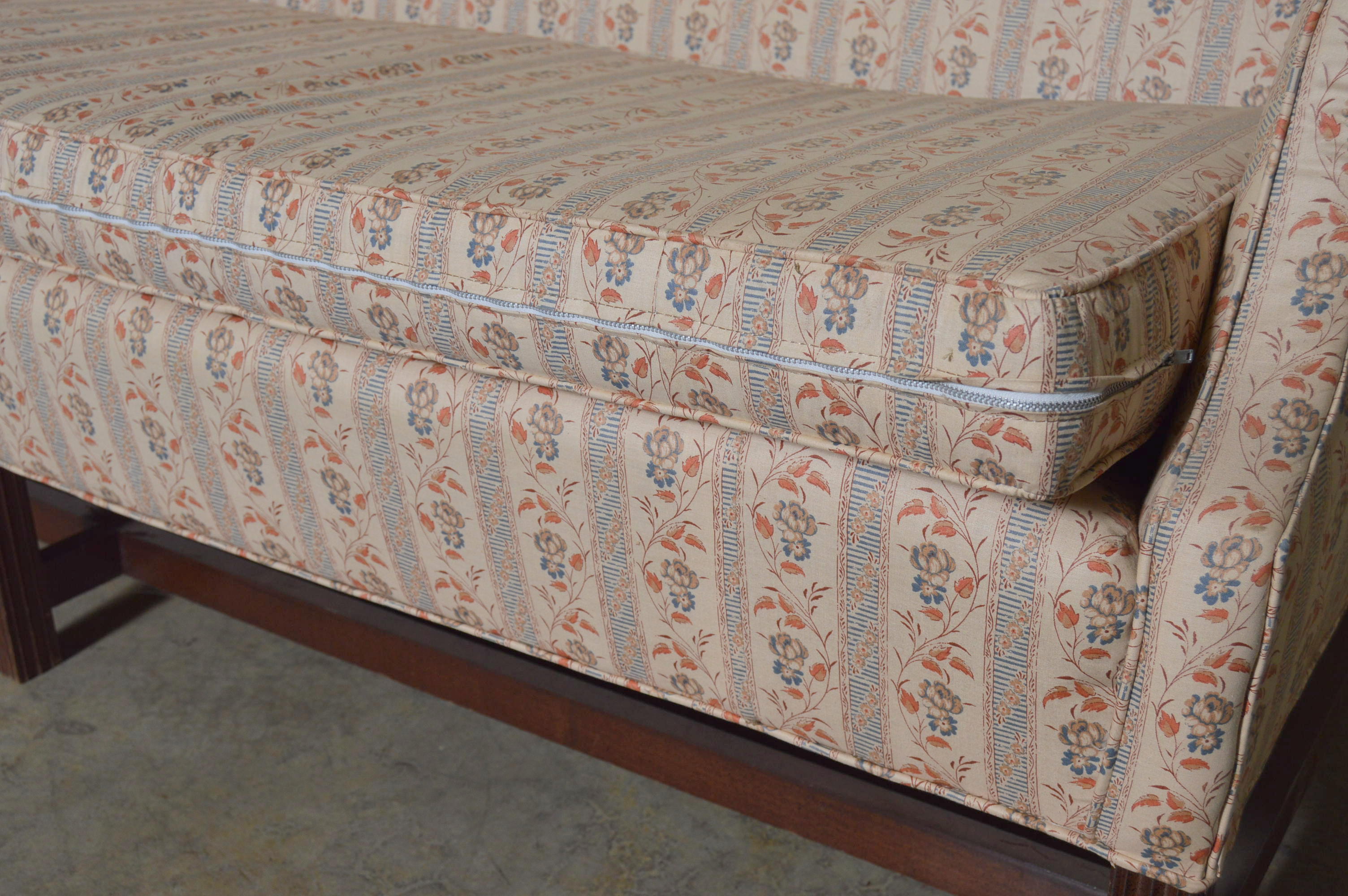 Patterned Camelback Sofa