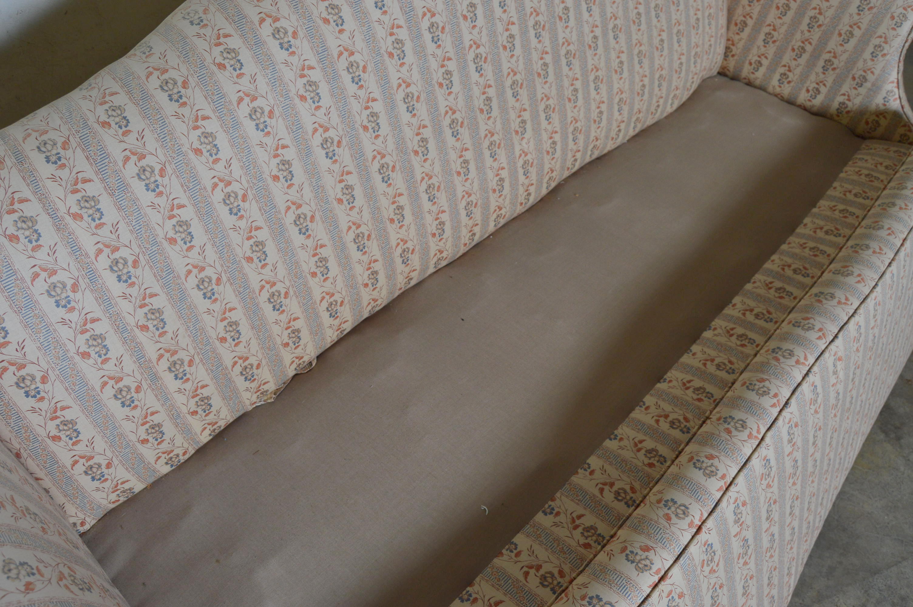 Patterned Camelback Sofa