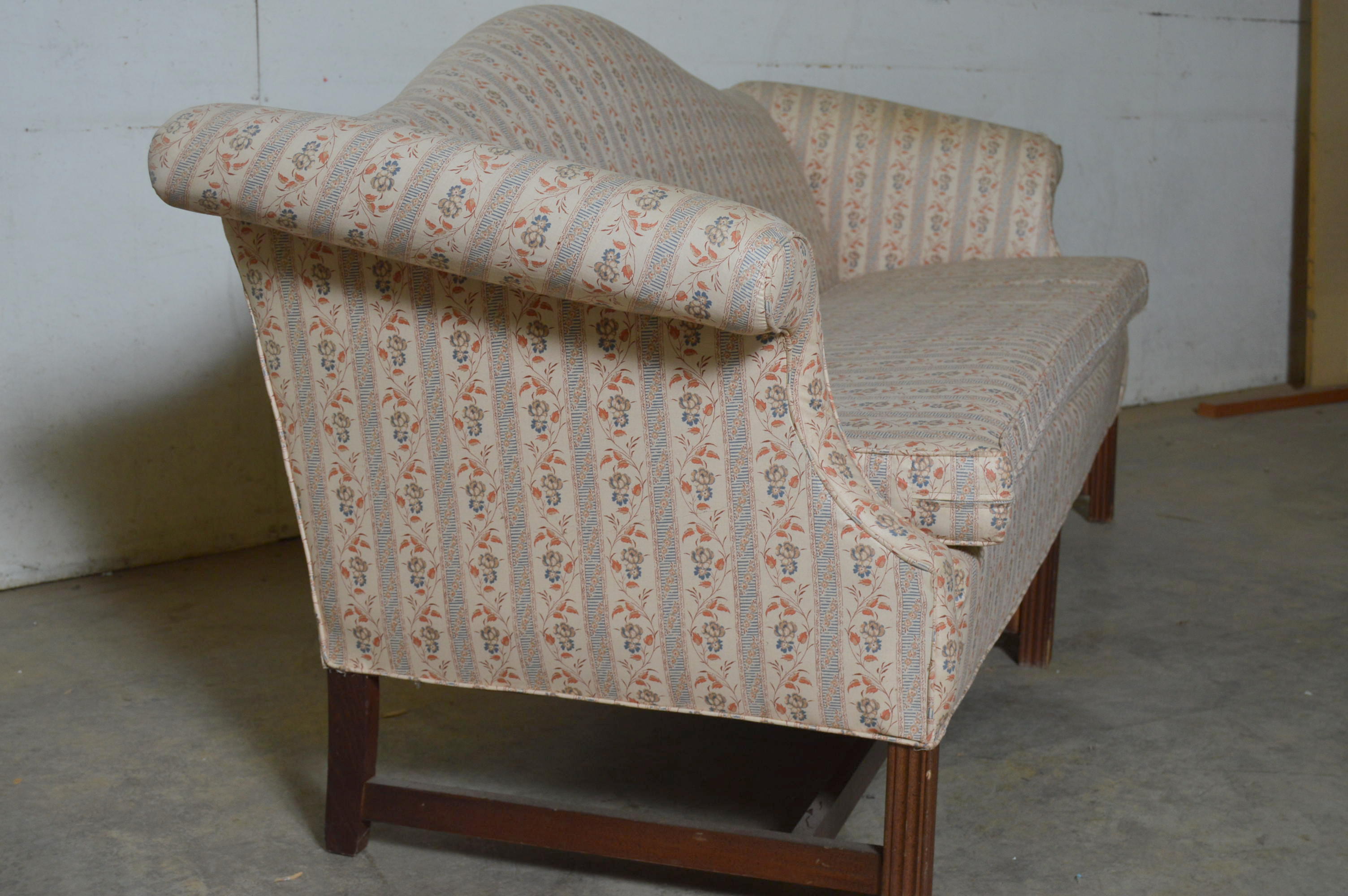 Patterned Camelback Sofa