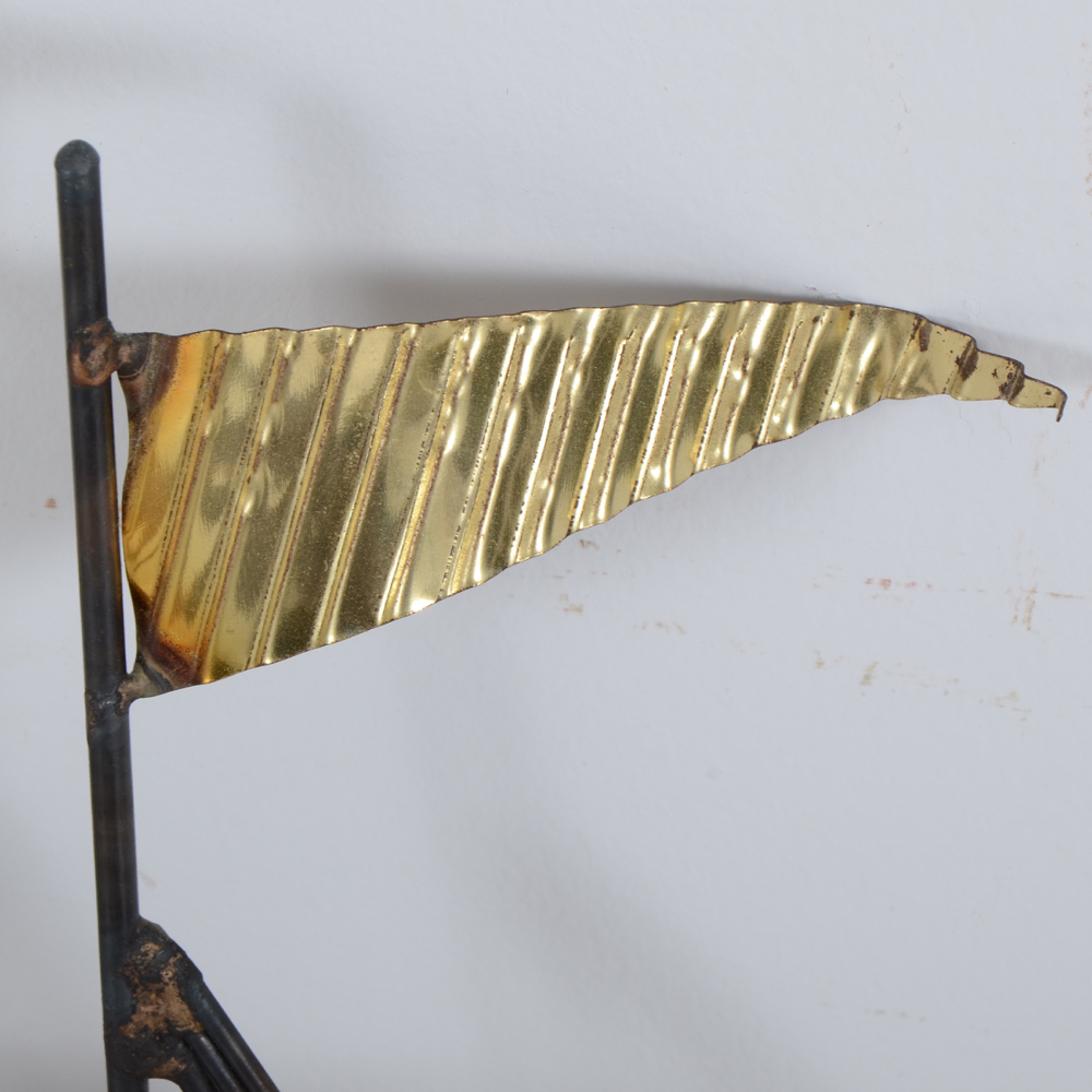 Plasma-Cut Brass Wall  Sculpture of Schooner