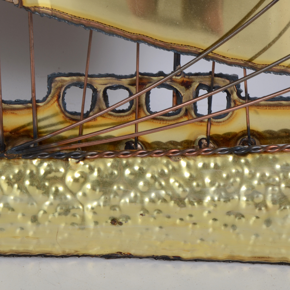 Plasma-Cut Brass Wall  Sculpture of Schooner