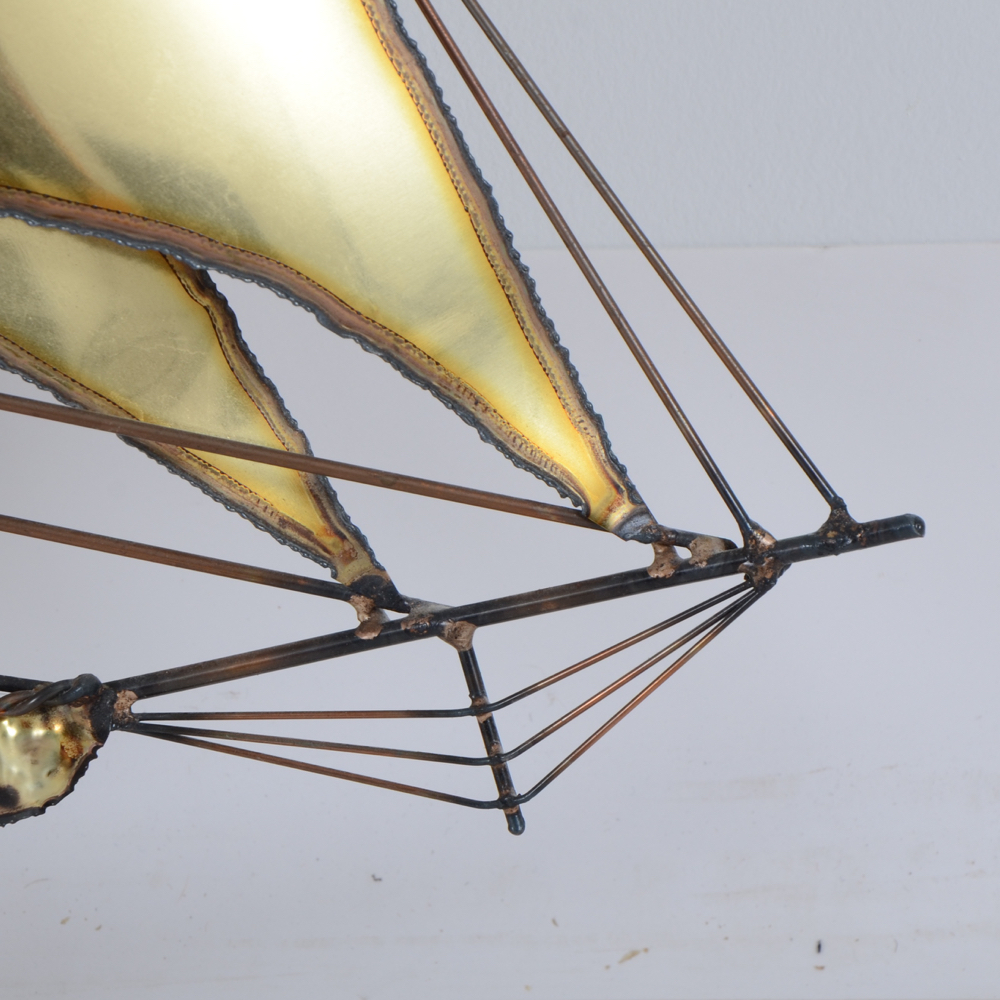 Plasma-Cut Brass Wall  Sculpture of Schooner