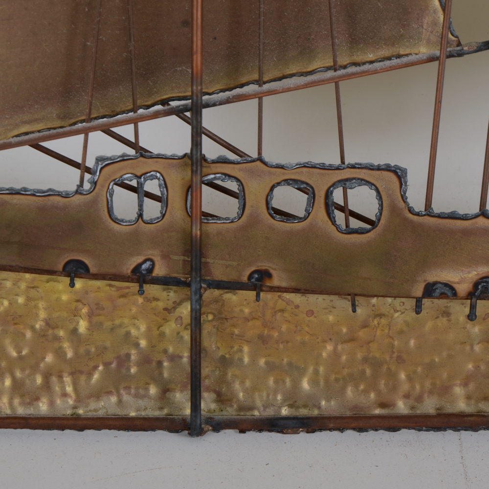Plasma-Cut Brass Wall  Sculpture of Schooner