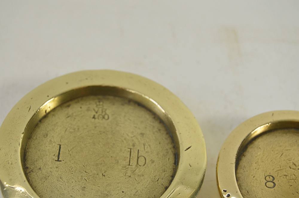 Set of Antique Brass Scale Balance Weights