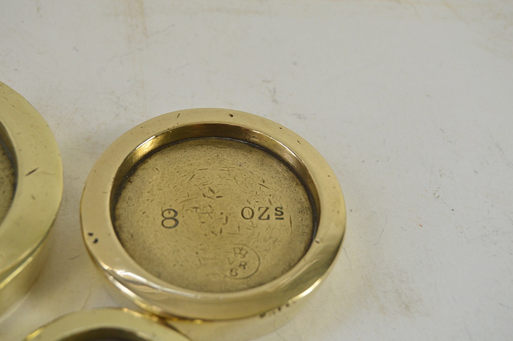 Set of Antique Brass Scale Balance Weights