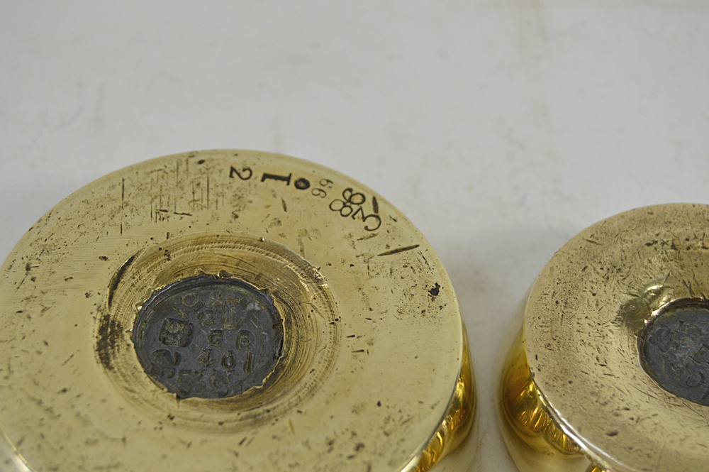 Set of Antique Brass Scale Balance Weights