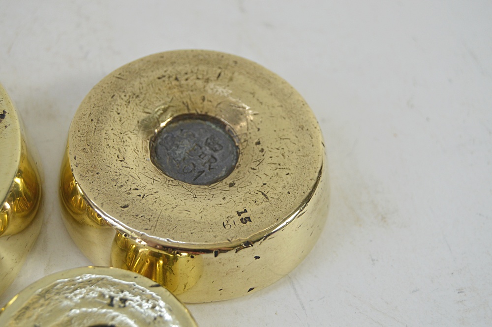 Set of Antique Brass Scale Balance Weights