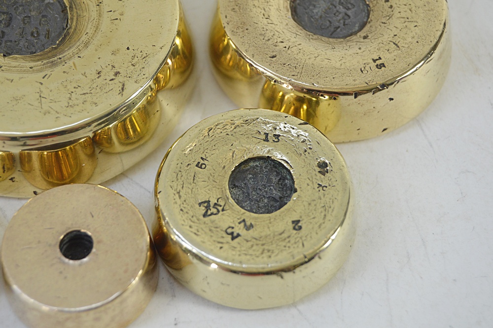 Set of Antique Brass Scale Balance Weights