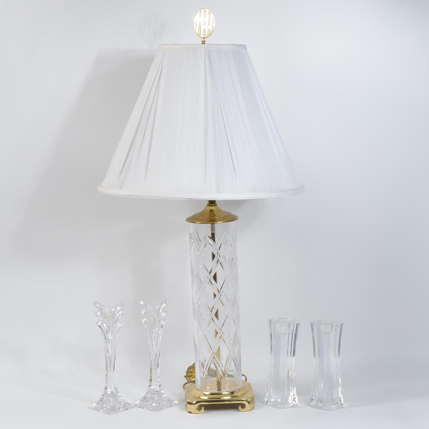 Crystal Lamp and Candlesticks