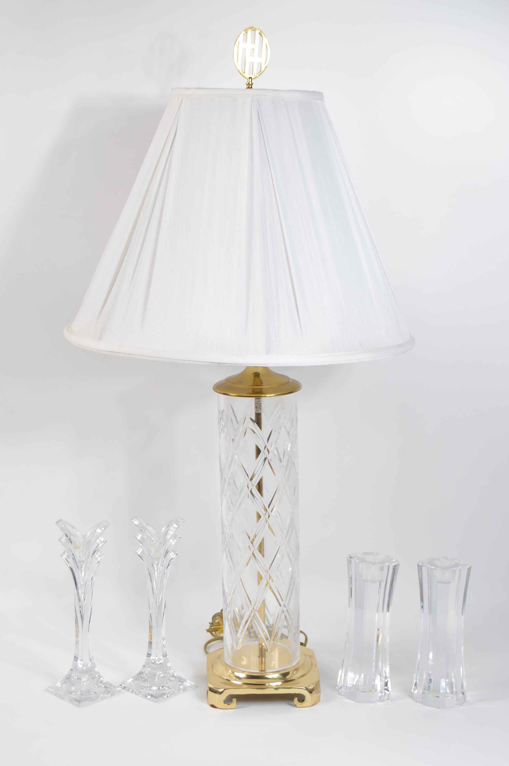 Crystal Lamp and Candlesticks