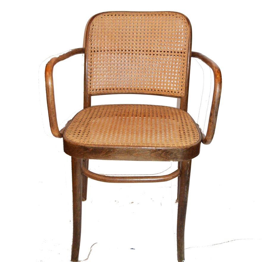 Mid Century Thonet Style Bentwood Cane Chair