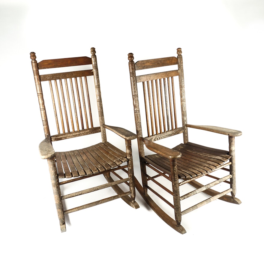 Pair of Oak Rocking Chairs