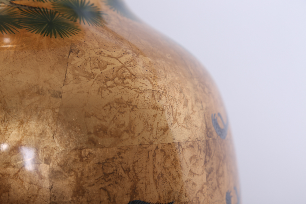 Oversized Handpainted Japanese Vase with Stand