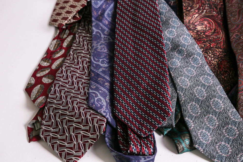 Large Selection of Silk Designer Neckties to Include Armani, Bill Blass, and Valentino