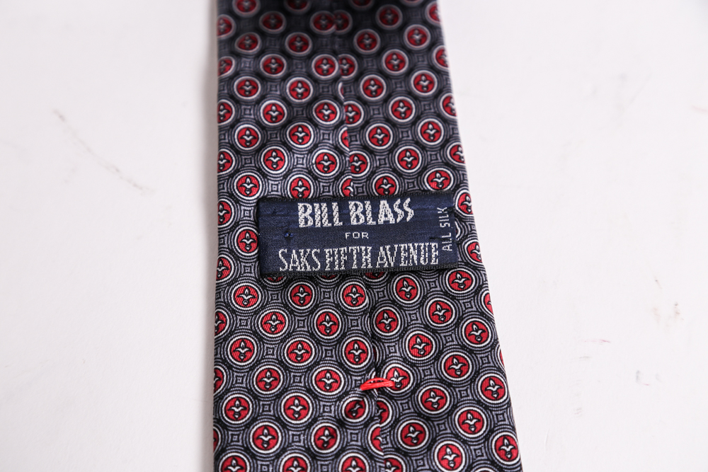 Large Selection of Silk Designer Neckties to Include Armani, Bill Blass, and Valentino