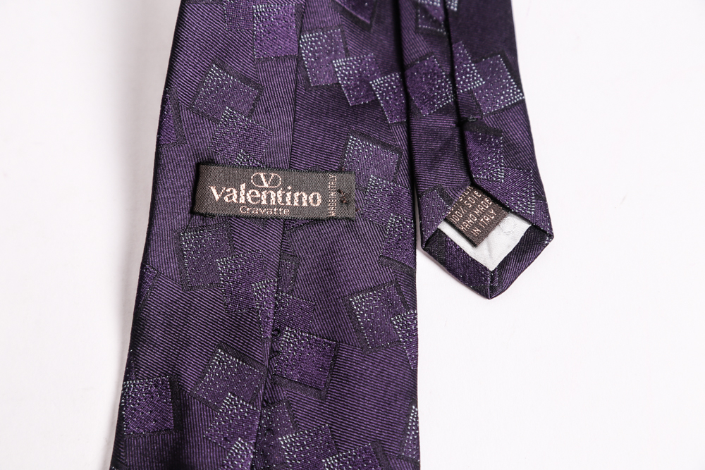 Large Selection of Silk Designer Neckties to Include Armani, Bill Blass, and Valentino