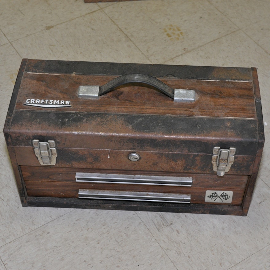 Vintage Craftsman Toolbox with Assorted Hand Tools