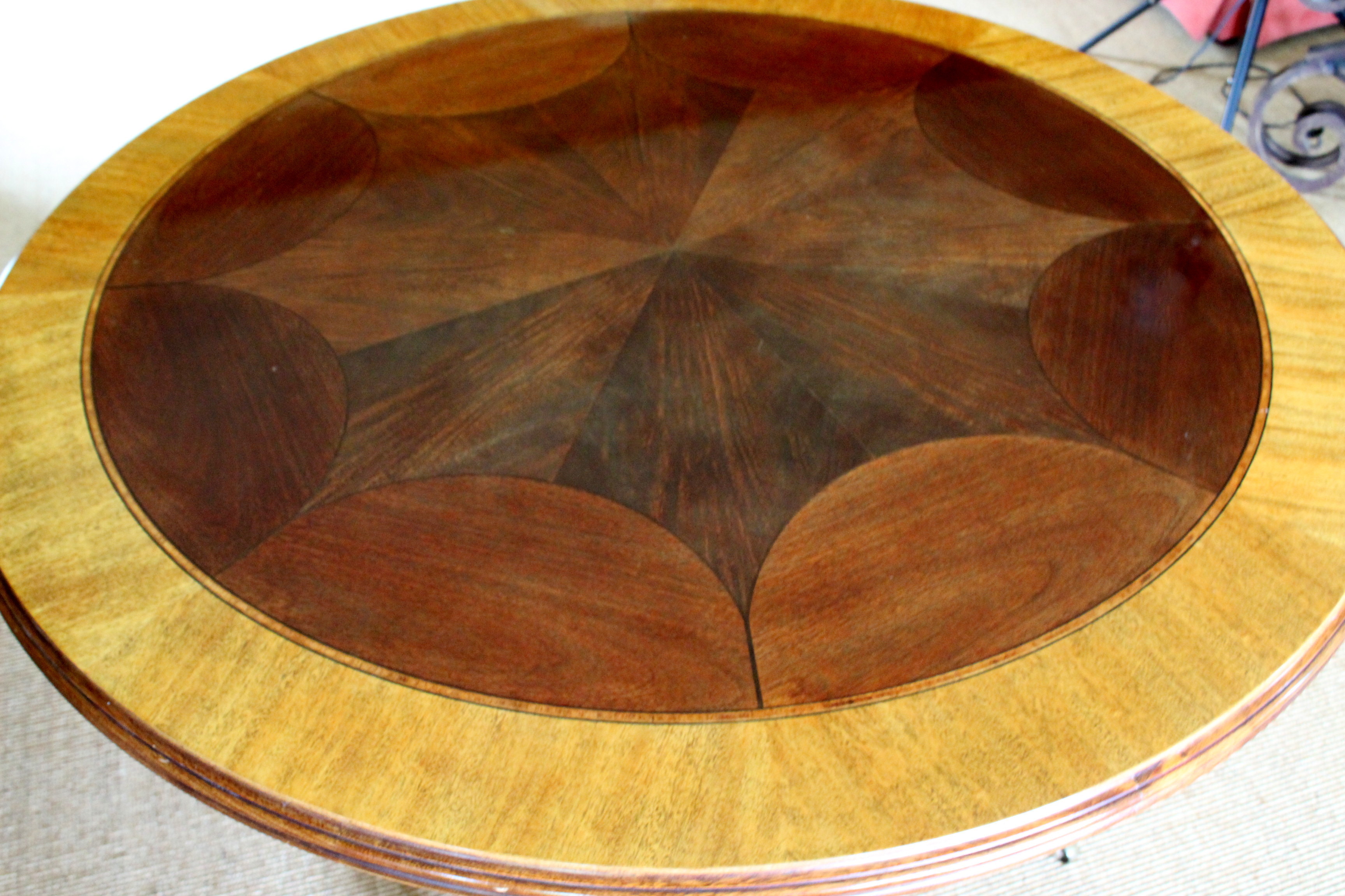 Round Hall Table With Marquetry Top