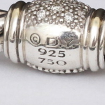 David Yurman 18K Yellow Gold and Sterling Silver Diamond Bangle Bracelet