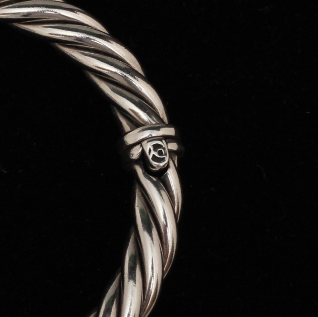 David Yurman 18K Yellow Gold and Sterling Silver Diamond Bangle Bracelet