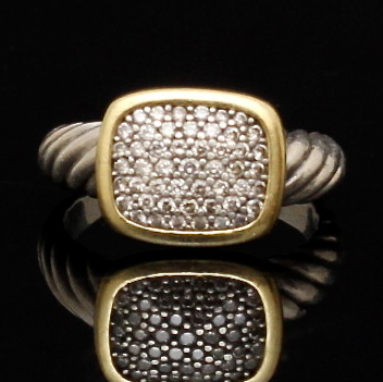 David Yurman Sterling Silver Pave Set Diamond Ring