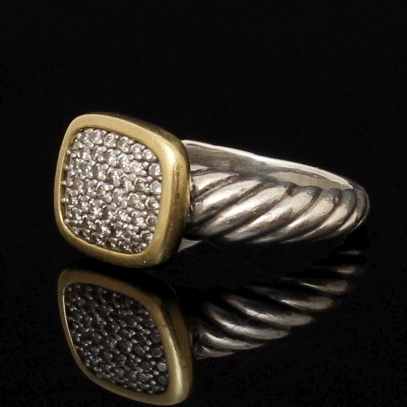 David Yurman Sterling Silver Pave Set Diamond Ring