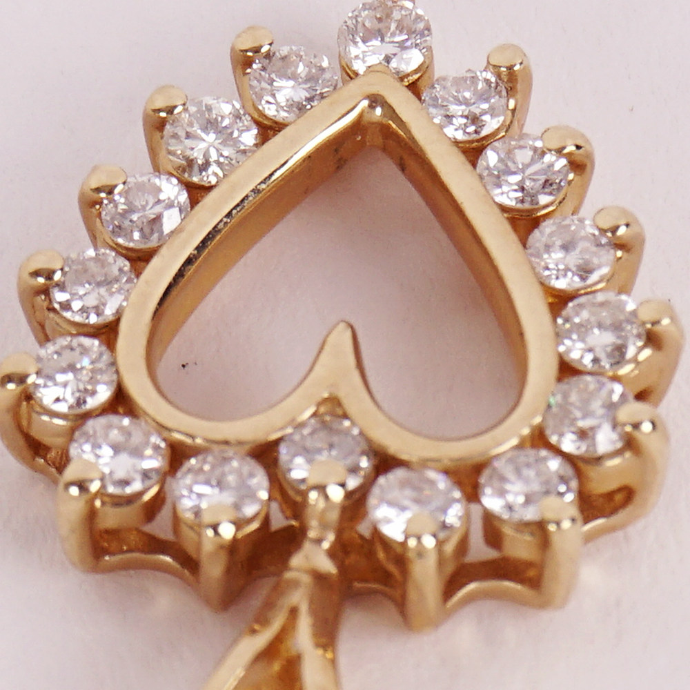 14K Yellow Gold and Diamond Heart Pendant