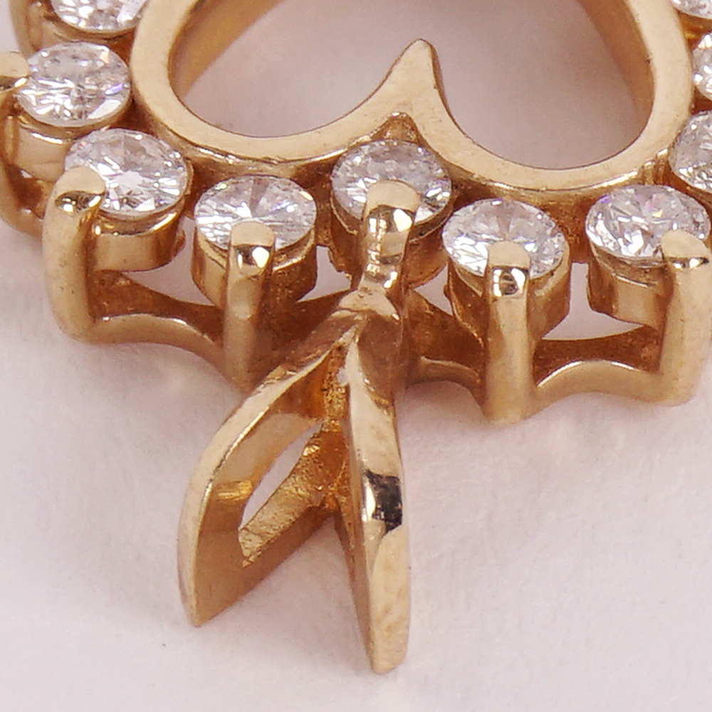 14K Yellow Gold and Diamond Heart Pendant