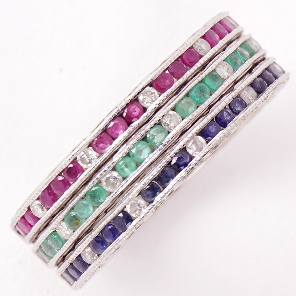 Three 14K White Gold Welded Rings