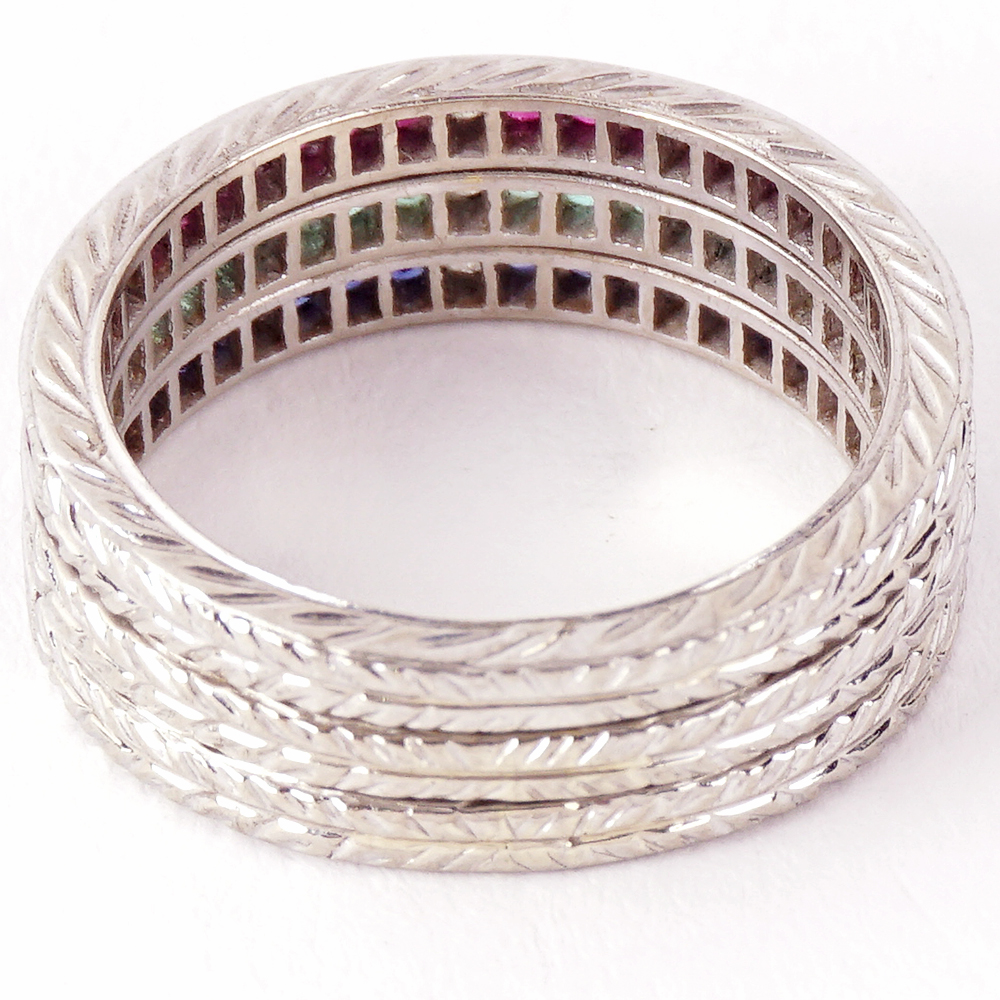 Three 14K White Gold Welded Rings