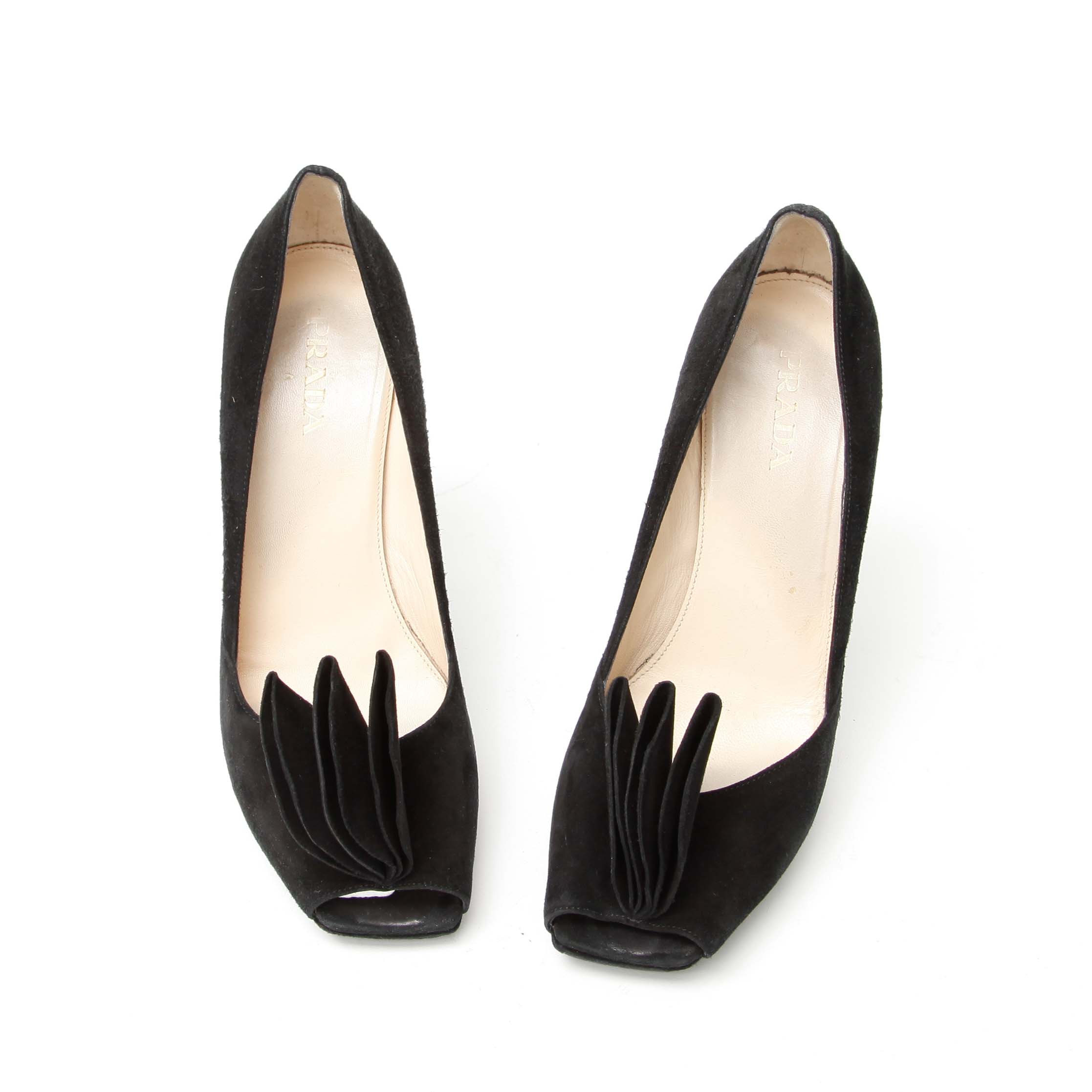 Prada Black Suede Heels