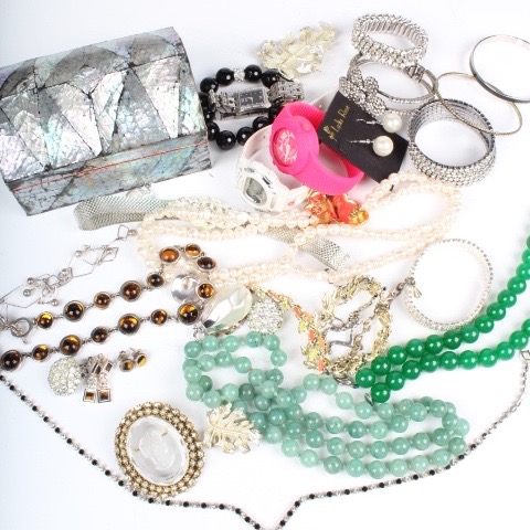 Collection of Silver Tone and Faux Pearl Costume Jewelry