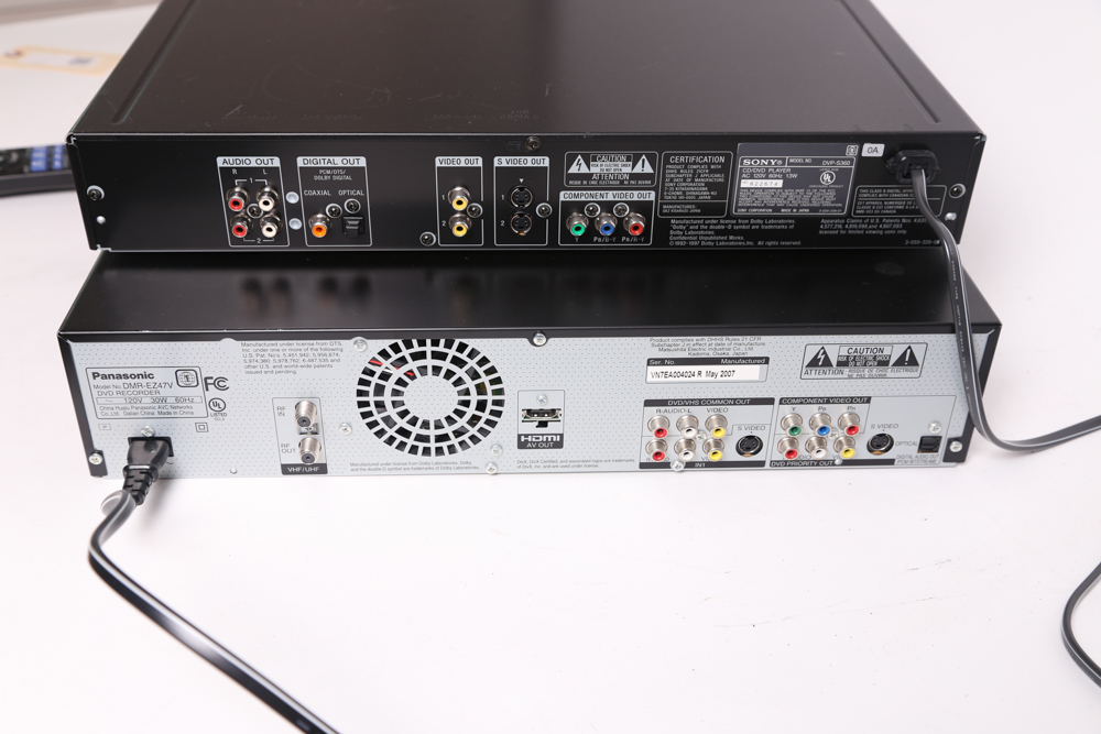 Sony DVP-S360 CD/DVD Player and Panasonic DMR-EZ47V DVD Recorder
