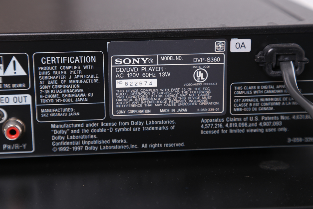 Sony DVP-S360 CD/DVD Player and Panasonic DMR-EZ47V DVD Recorder