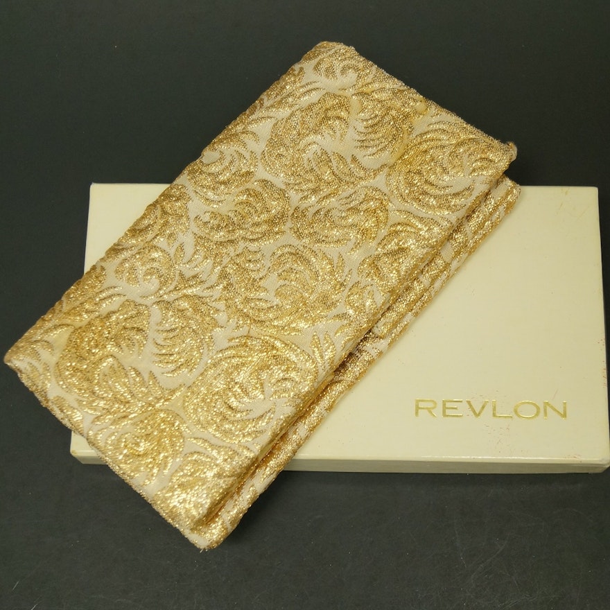 Circa 1960s Vintage Revlon Evening Clutch with Compact Case