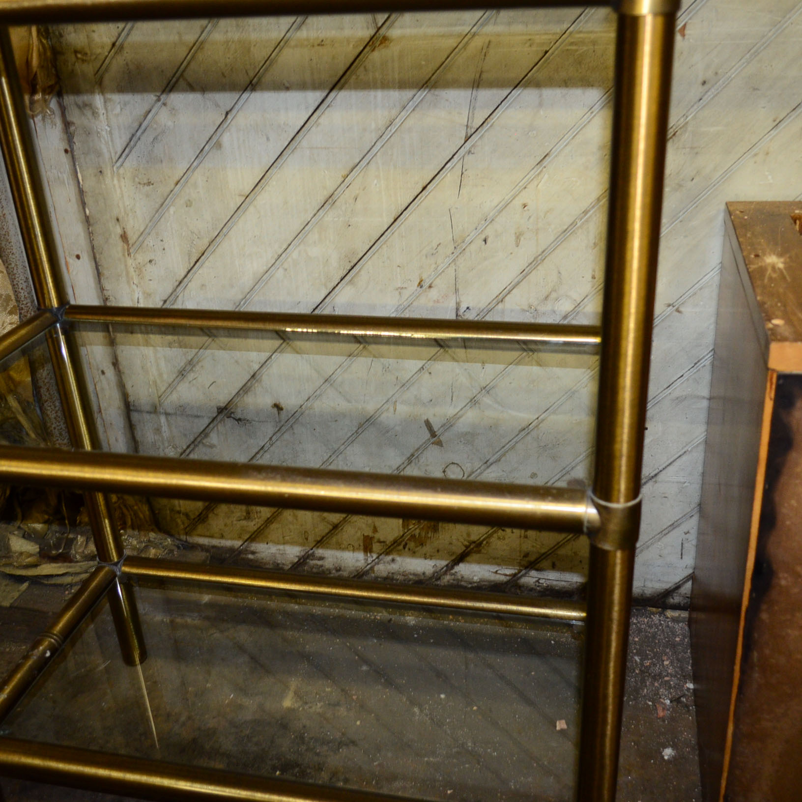 Brushed Brass & Glass Shelving Unit
