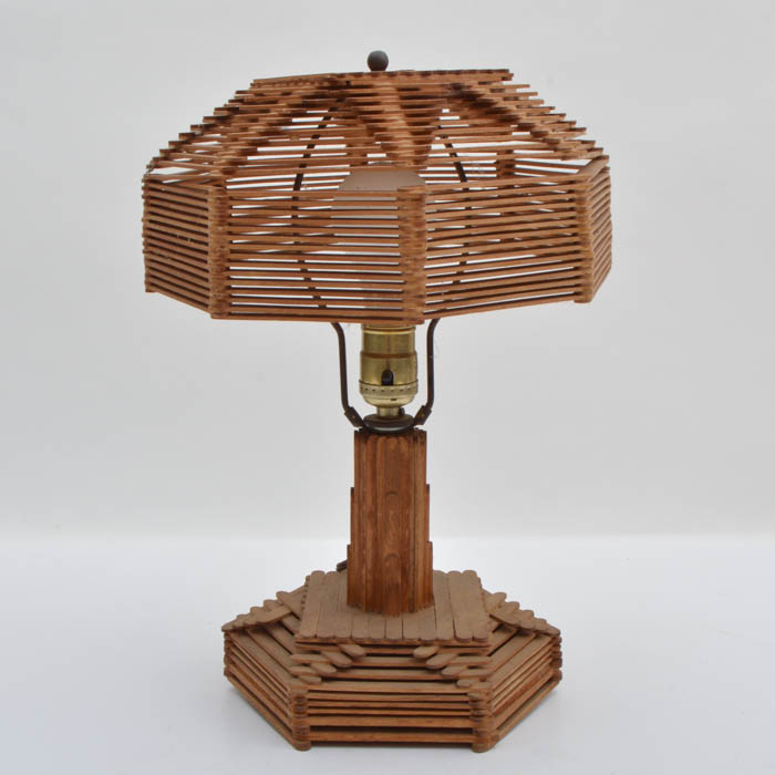Vintage Tramp Art Lamp with Shade