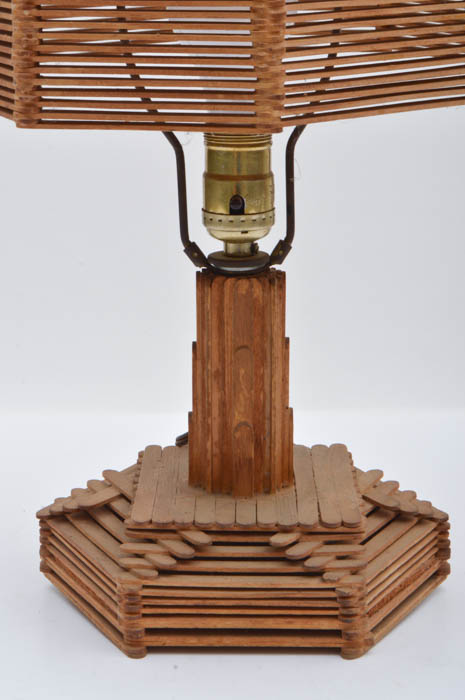 Vintage Tramp Art Lamp with Shade