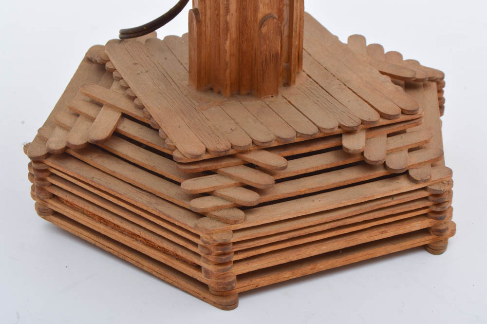 Vintage Tramp Art Lamp with Shade