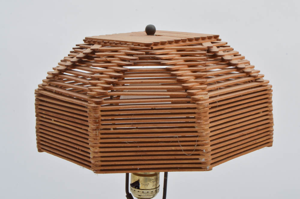 Vintage Tramp Art Lamp with Shade